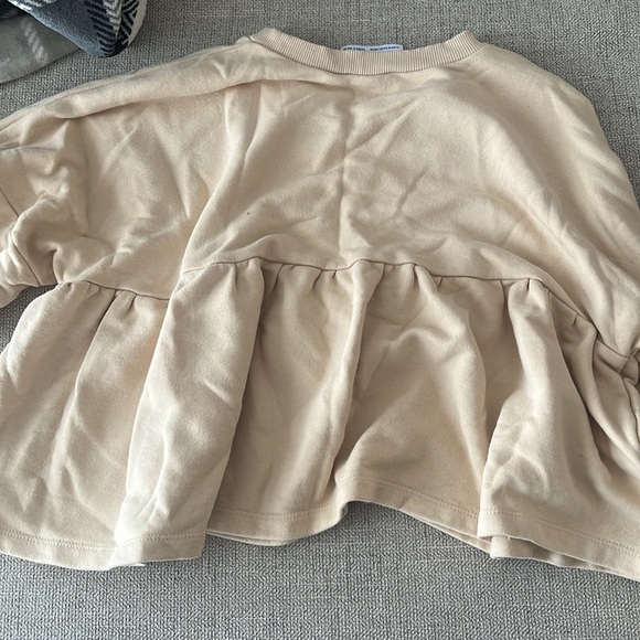 Zara Peplum Sweater Crop / Nude / Beige - Picture 3 of 4